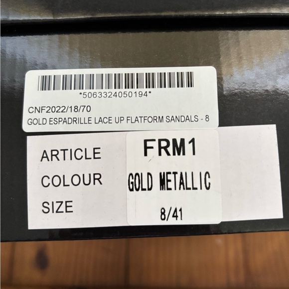 Gold Metallic Cork Platform Sandals Tie Strappy PrettyLittleThing Size 10 - Picture 12 of 12